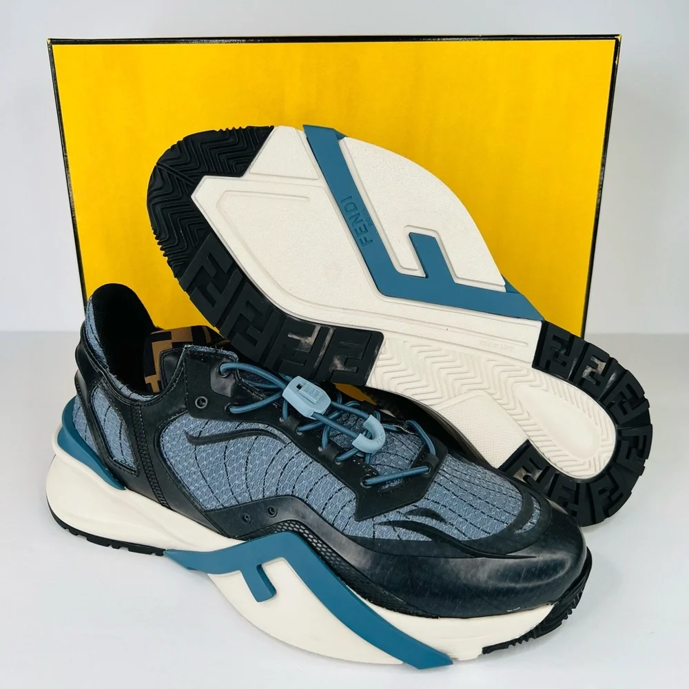 FENDI Flow FF Nylon Transparent Mix Media Logo Sneakers  UK 9 - US 10 - EU 43